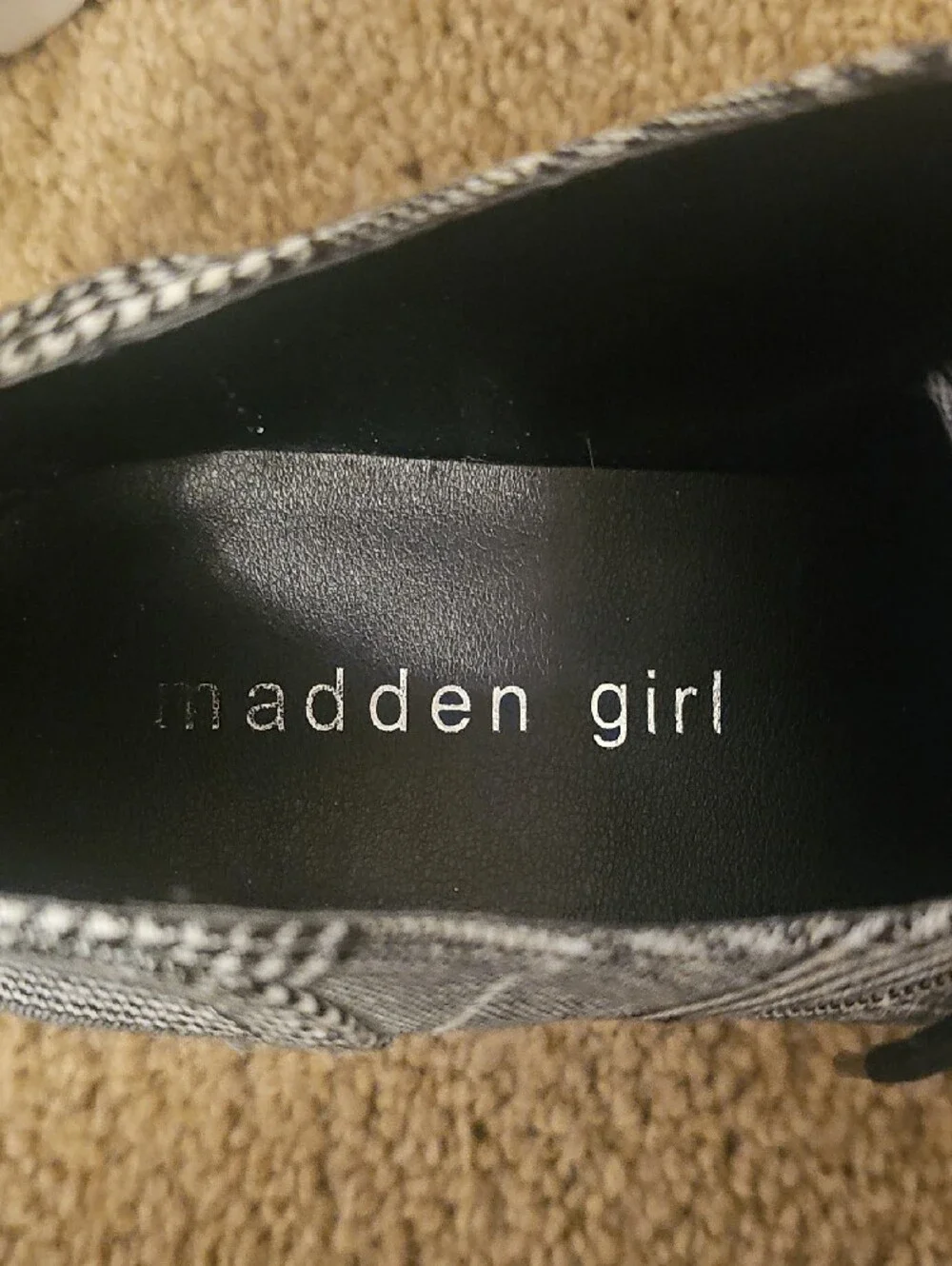 Madden Girl Black and White Plaid Platform Lace-Up